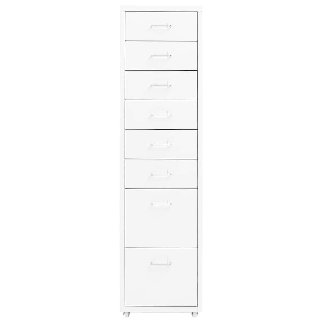 Mobile File Cabinet 28x41x69 cm Metal White 8 drawers