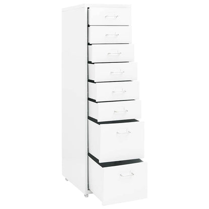 Mobile File Cabinet 28x41x69 cm Metal White 8 drawers