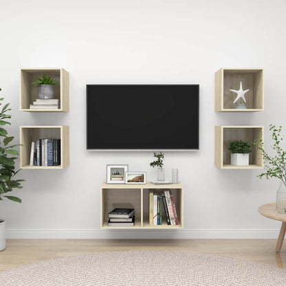 5 Piece TV Cabinet Set Engineered Wood Sonoma oak