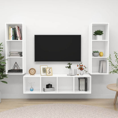 3 Piece TV Cabinet Set Engineered Wood White