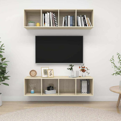 2 Piece Wall-mounted TV Cabinet Set Engineered Wood Sonoma oak