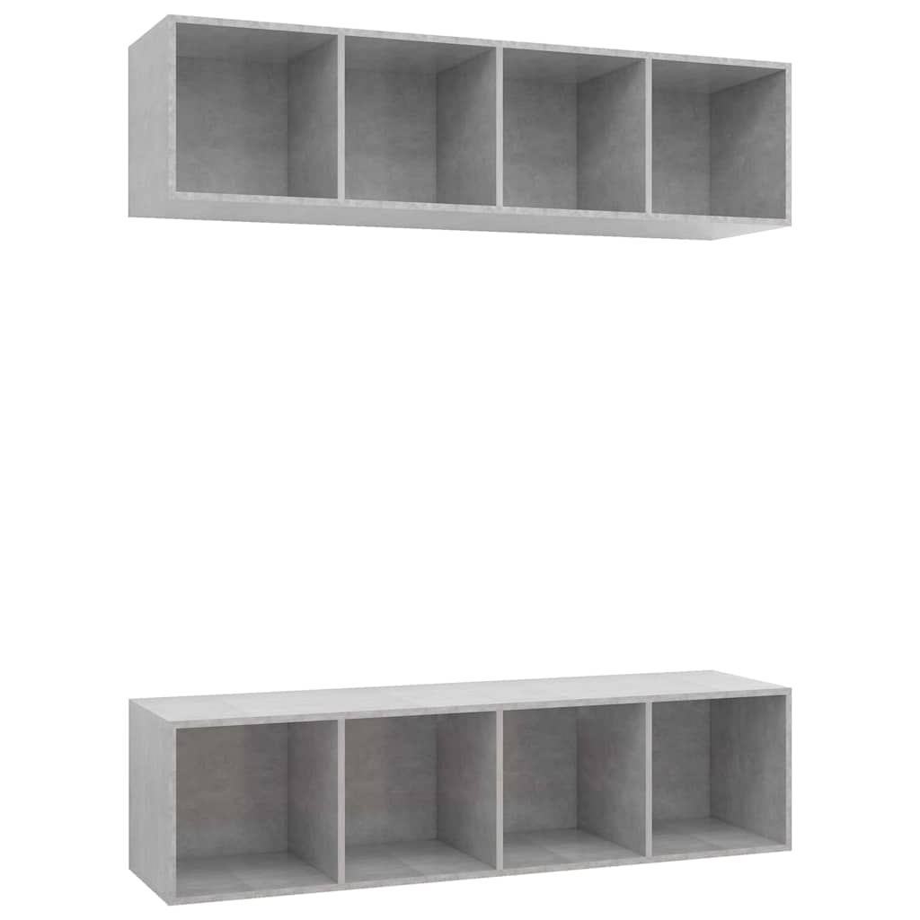 2 Piece Wall-mounted TV Cabinet Set Engineered Wood Concrete grey