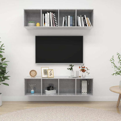 2 Piece Wall-mounted TV Cabinet Set Engineered Wood Concrete grey