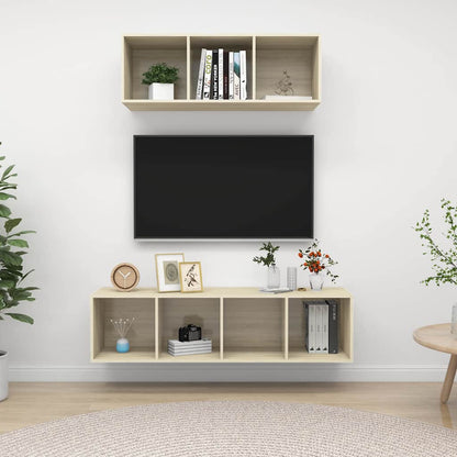2 Piece TV Cabinet Set Engineered Wood Sonoma oak