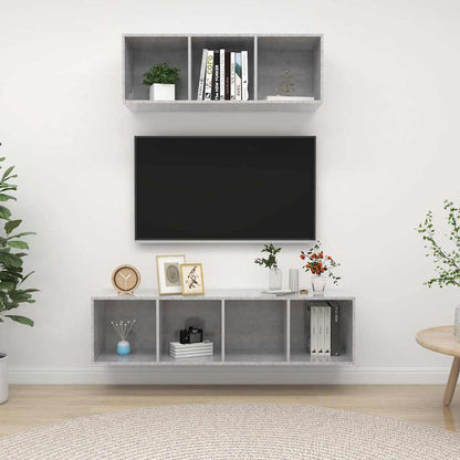 2 Piece TV Cabinet Set Engineered Wood Concrete grey