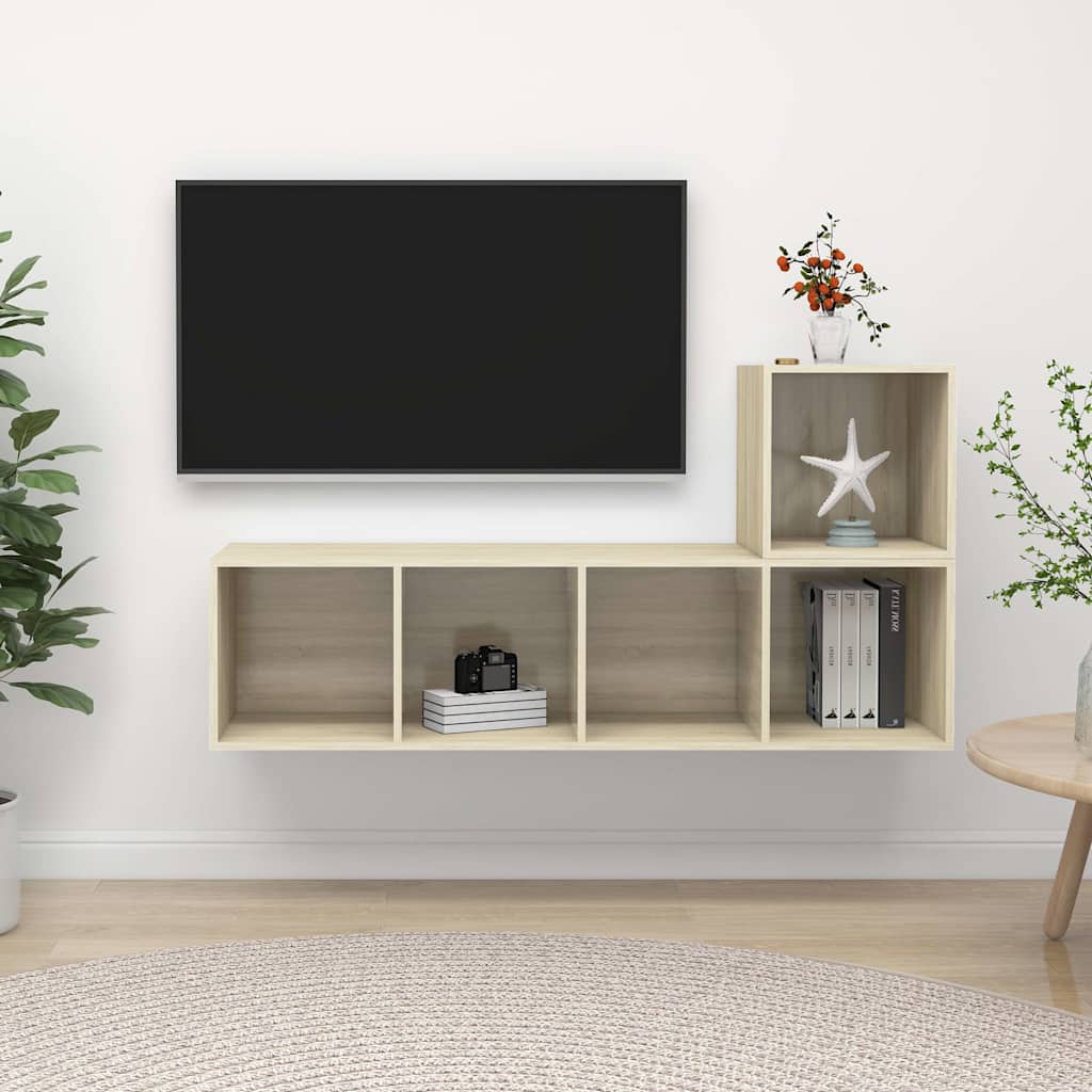 2 Piece TV Cabinet Set Engineered Wood Sonoma oak