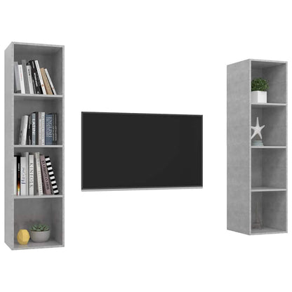 2 Piece Wall-mounted TV Cabinet Set Engineered Wood Concrete grey