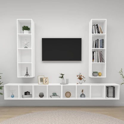 vidaXL 4 Piece Wall-mounted TV Cabinet Set White Engineered Wood 1