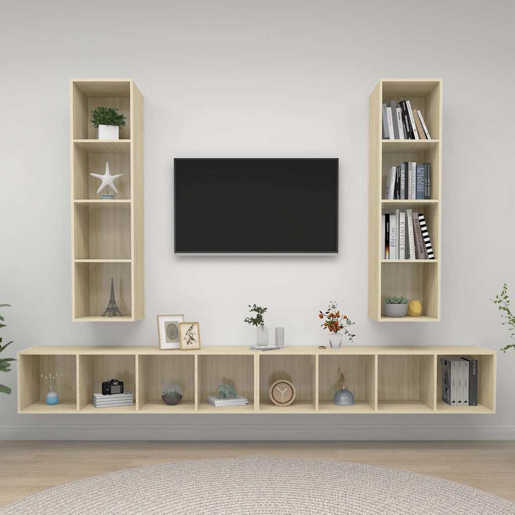 vidaXL 4 Piece Wall-mounted TV Cabinet Set Engineered Wood