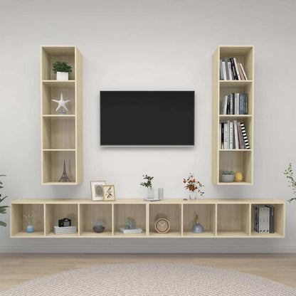 vidaXL 4 Piece Wall-mounted TV Cabinet Set Engineered Wood