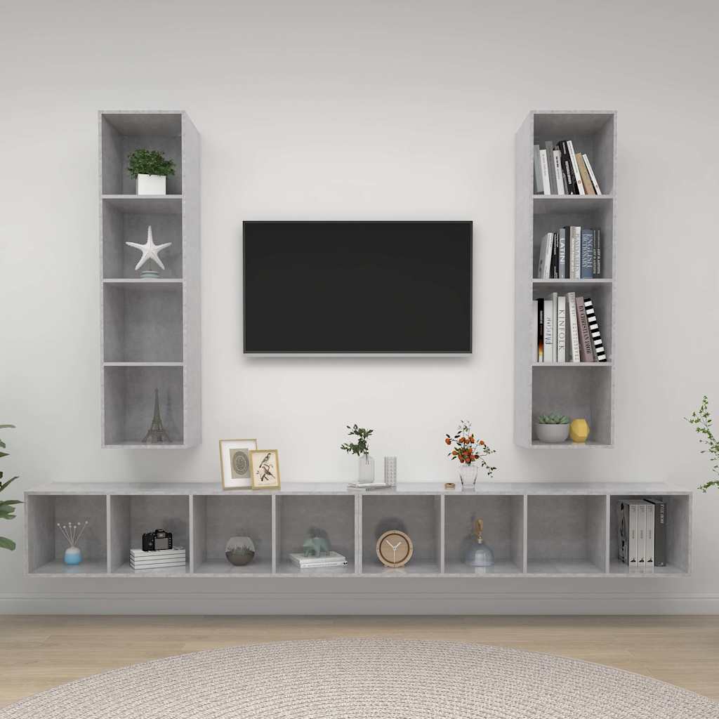 vidaXL 4 Piece Wall-mounted TV Cabinet Set Engineered Wood