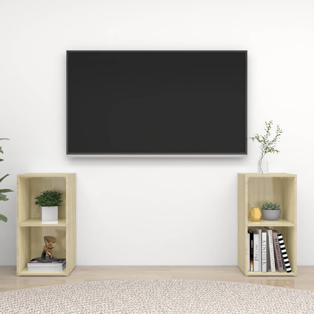 2 Piece TV Cabinet Set 72x35x36.5 cm Engineered Wood Sonoma oak