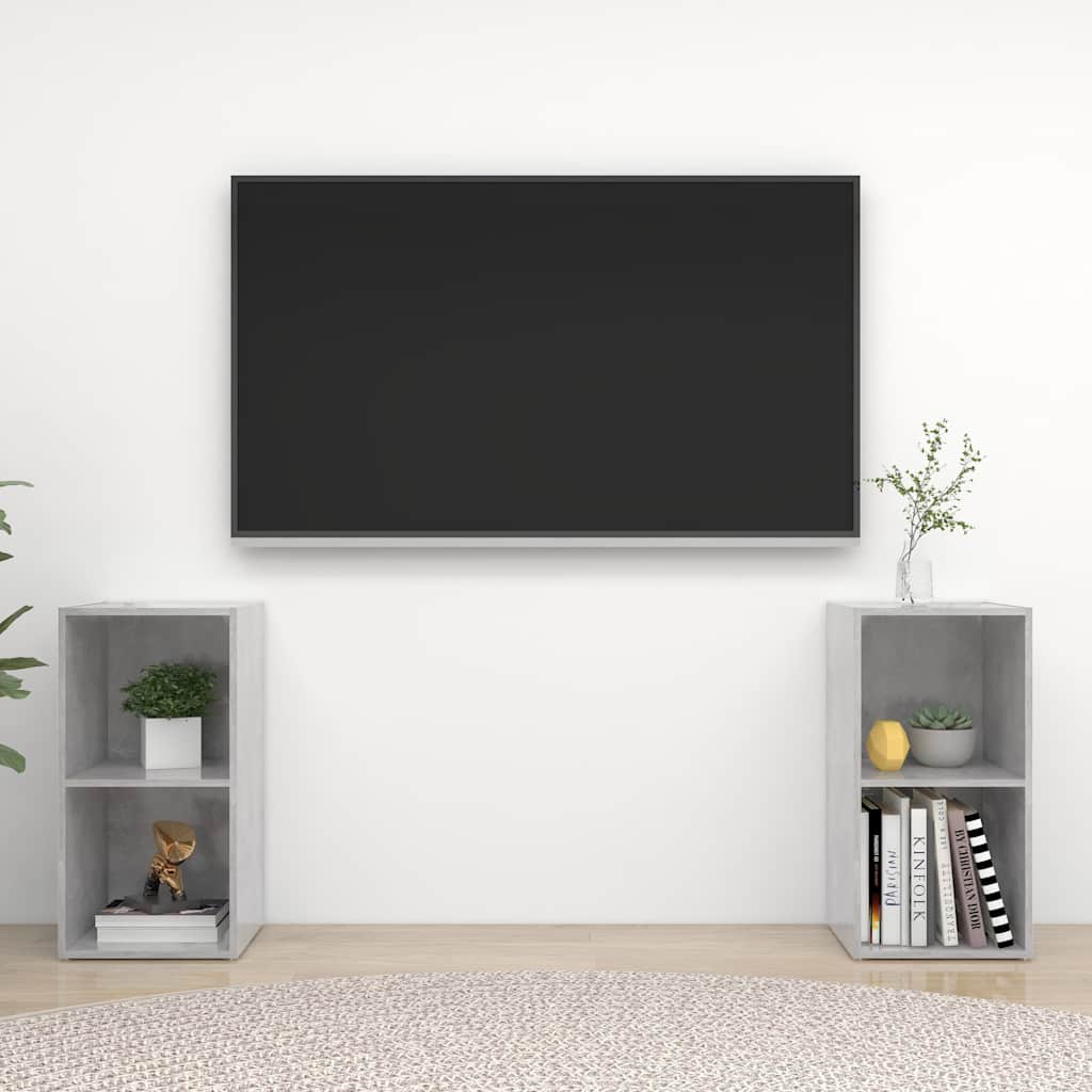 2 Piece TV Cabinet Set 72x35x36.5 cm Engineered Wood Concrete grey