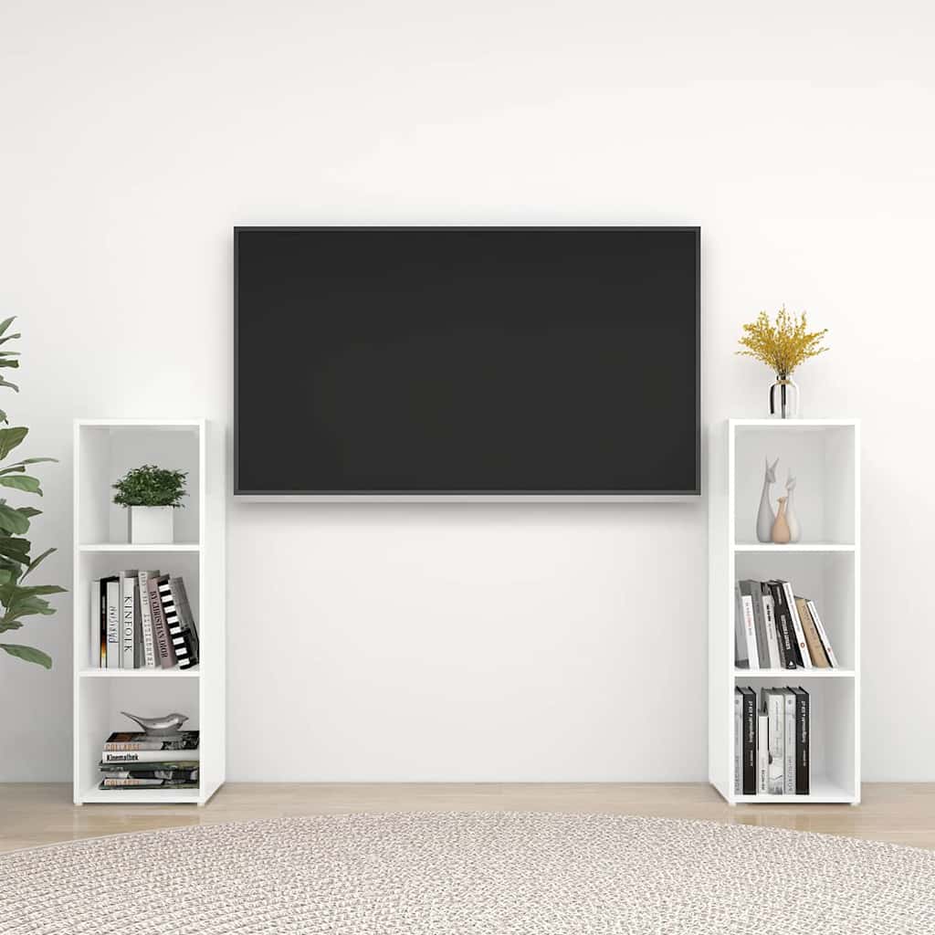 2 Piece TV Cabinet Set 107x35x37 cm Engineered Wood White