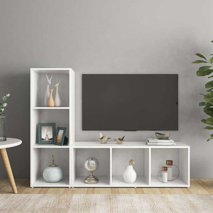 2 Piece TV Cabinet Set 107x35x37 cm Engineered Wood White