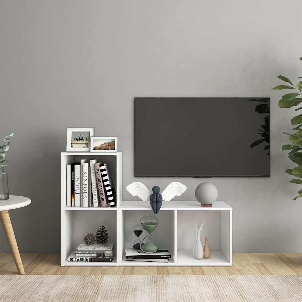 2 Piece TV Cabinet Set 72x35x36.5 cm Engineered Wood White