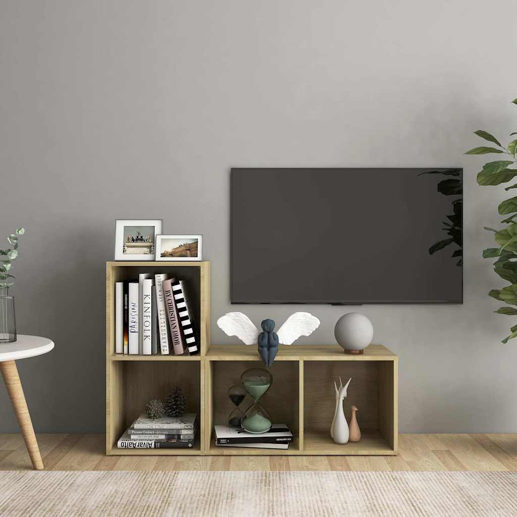 2 Piece TV Cabinet Set 72x35x36.5 cm Engineered Wood Sonoma oak