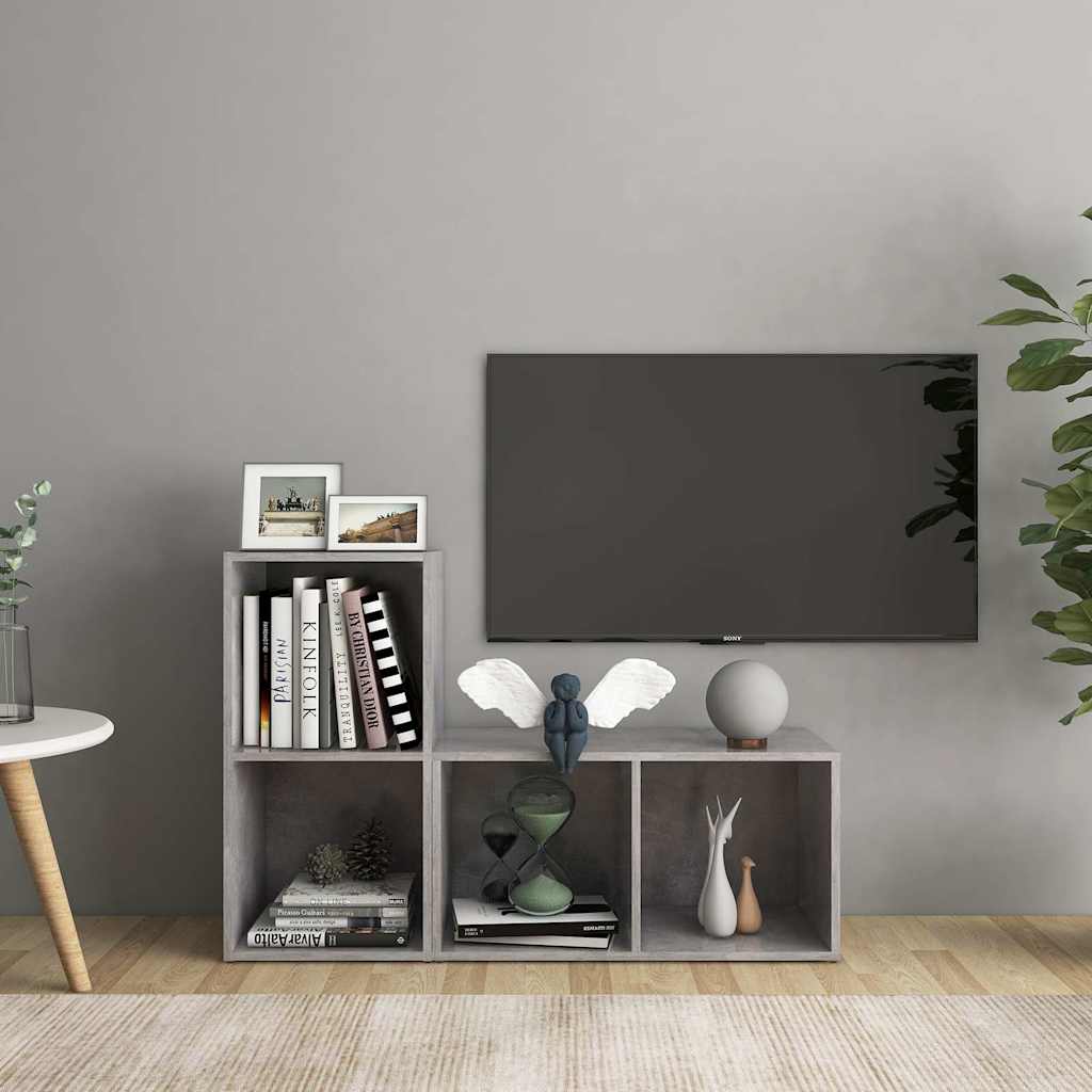 2 Piece TV Cabinet Set 72x35x36.5 cm Engineered Wood Concrete grey