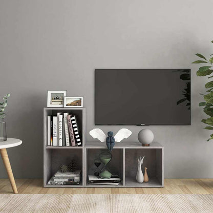 2 Piece TV Cabinet Set 72x35x36.5 cm Engineered Wood Concrete grey