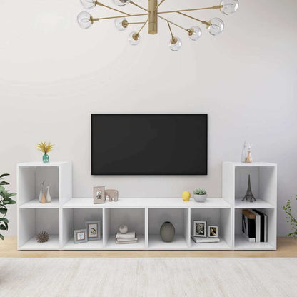 4 Piece TV Cabinet Set 72x35x36,5 cm Engineered Wood White