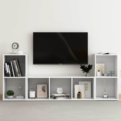 3 Piece TV Cabinet Set Engineered Wood White