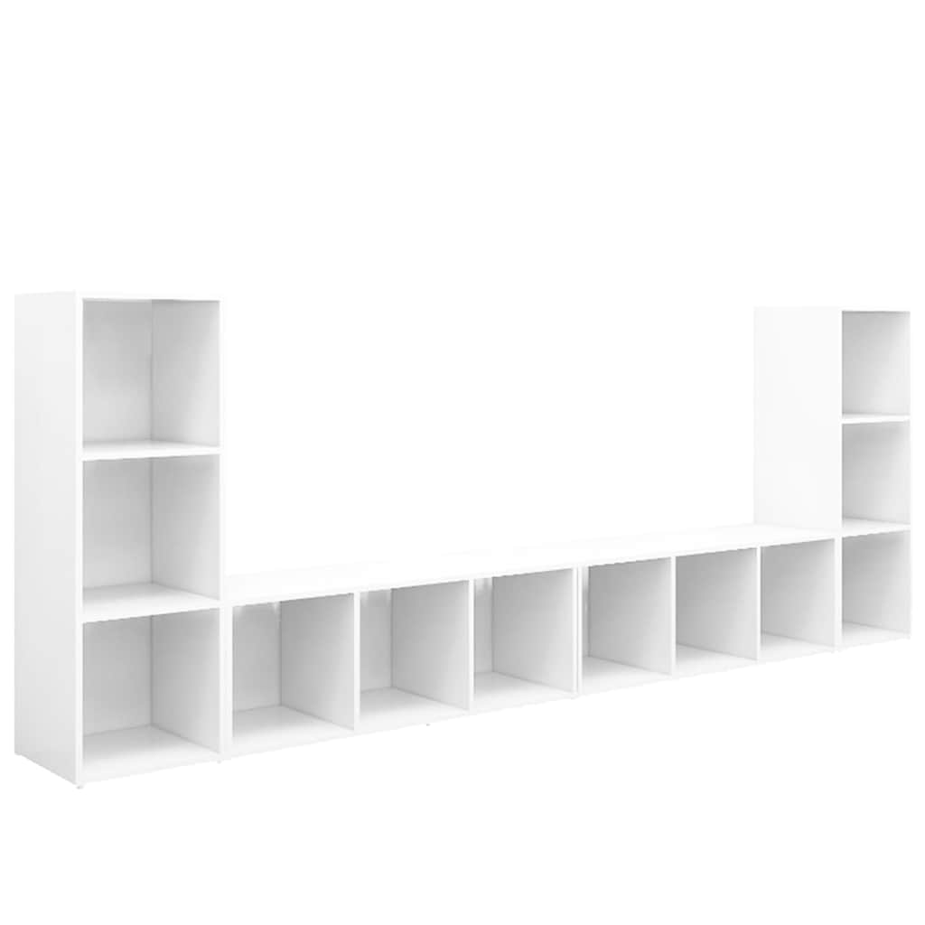 vidaXL 4 Piece TV Cabinet Set White 107x35x37 cm Engineered Wood 2