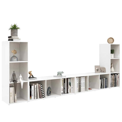 vidaXL 4 Piece TV Cabinet Set White 107x35x37 cm Engineered Wood 6