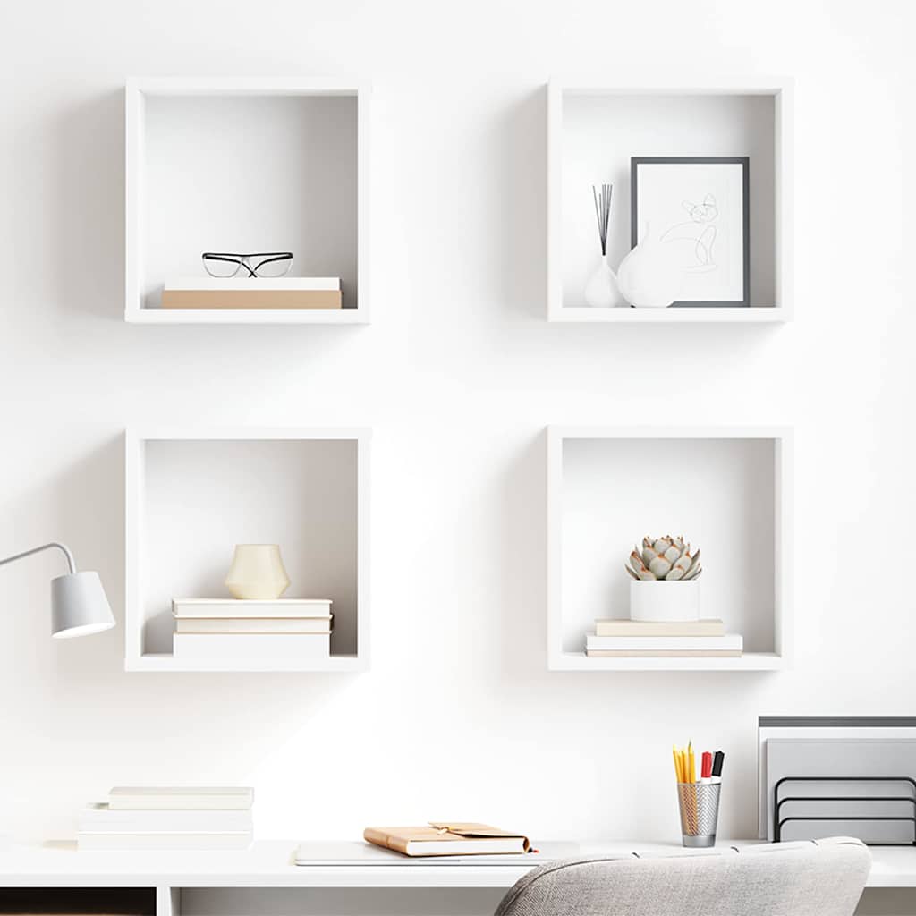 Wall Cube Shelves 30x15x30 cm 4 pcs White