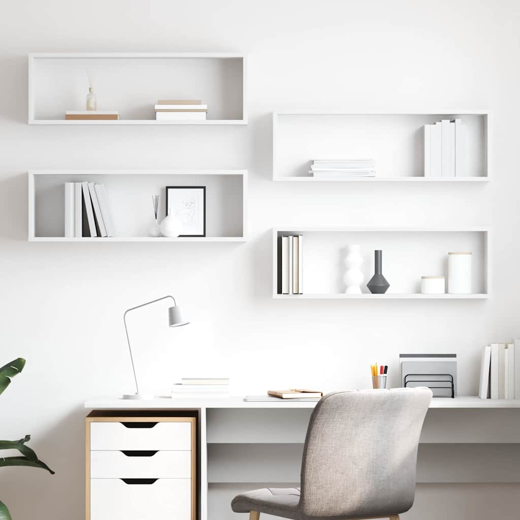 Wall Cube Shelves 80x15x26.5 cm Engineered Wood 4 pcs White