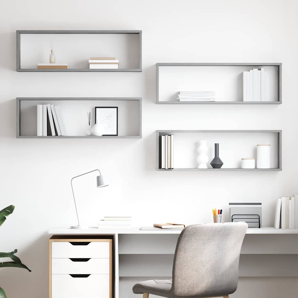 Wall Cube Shelves 80x15x26.5 cm Engineered Wood 4 pcs Concrete grey