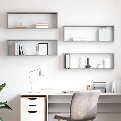 Wall Cube Shelves 80x15x26.5 cm Engineered Wood 4 pcs Concrete grey