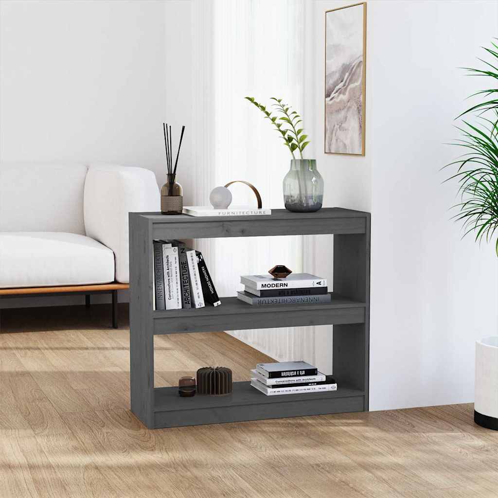 Book Cabinet/Room Divider 80x30x103,5 cm Solid Wood Pine Grey 71.5 cm