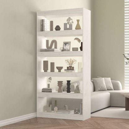 Book Cabinet/Room Divider 80x30x103,5 cm Solid Wood Pine White 167.4 cm