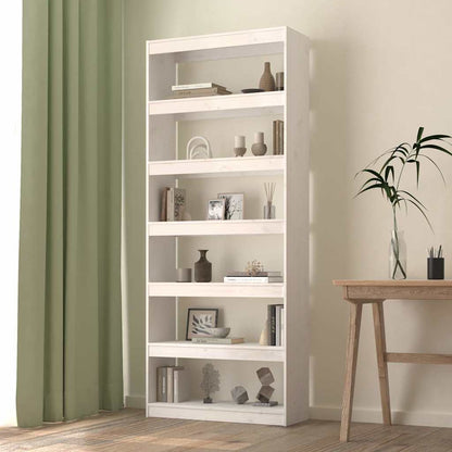 Book Cabinet/Room Divider 80x30x103,5 cm Solid Wood Pine White 199.5 cm