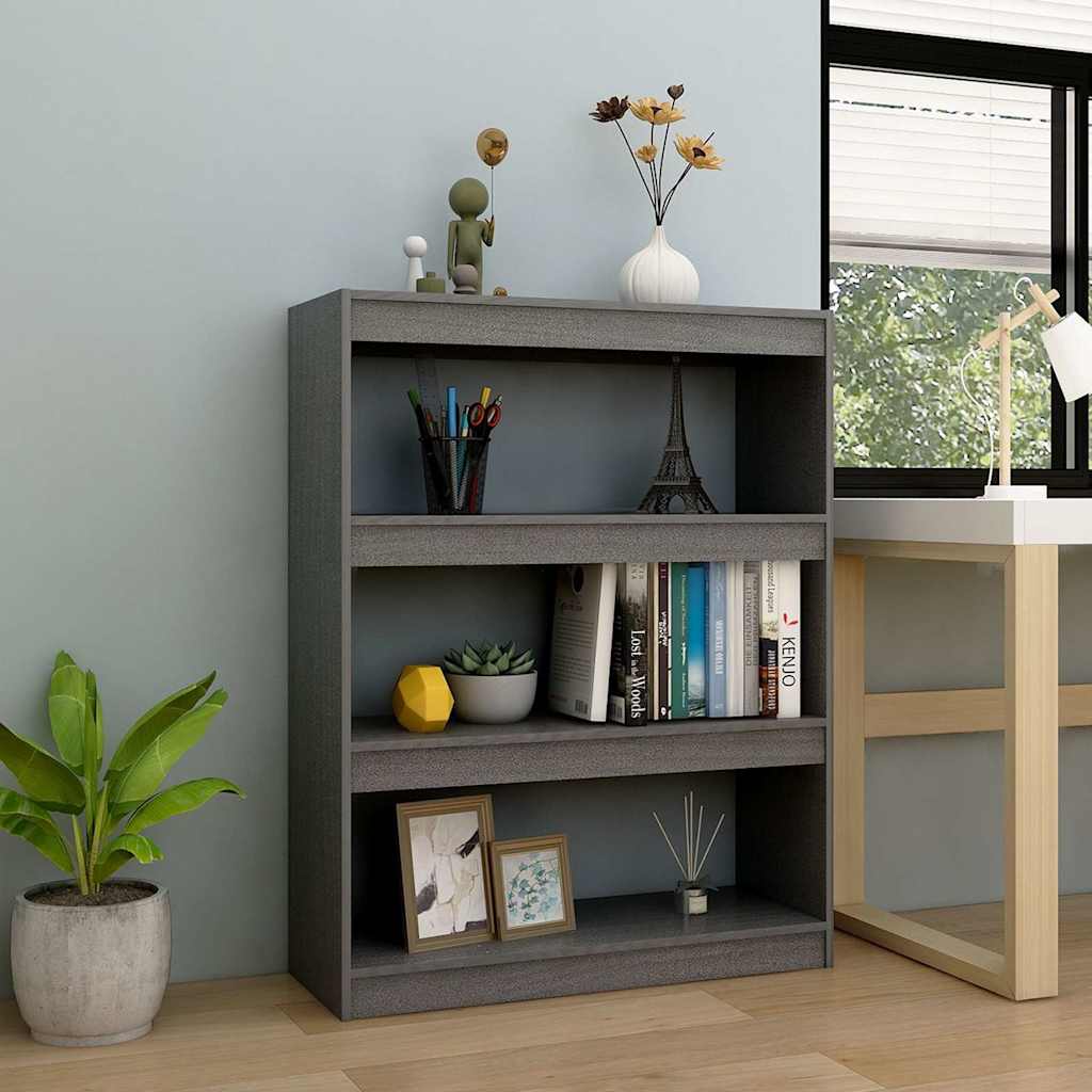 Book Cabinet/Room Divider 100x30x103 cm Solid Wood Pine Grey 103 cm