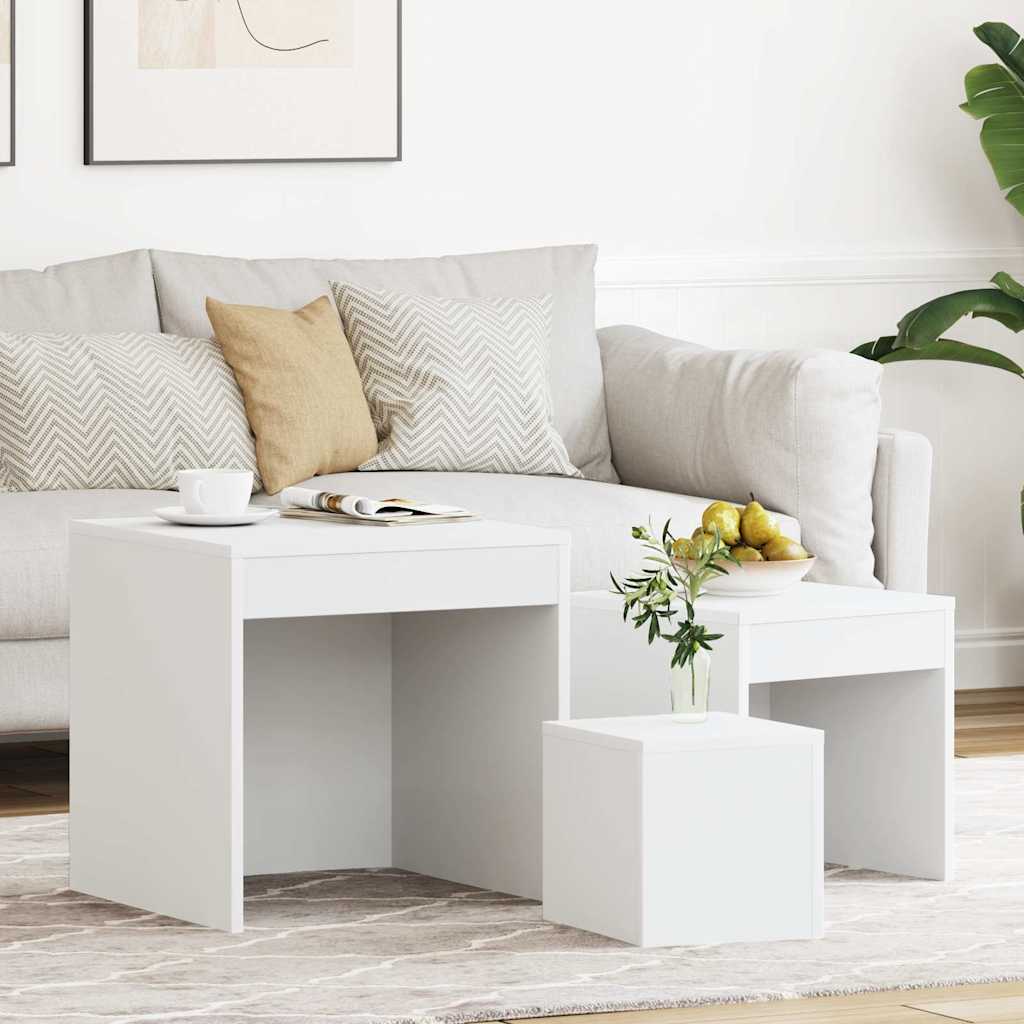 Nesting Tables 3 pcs Engineered Wood White