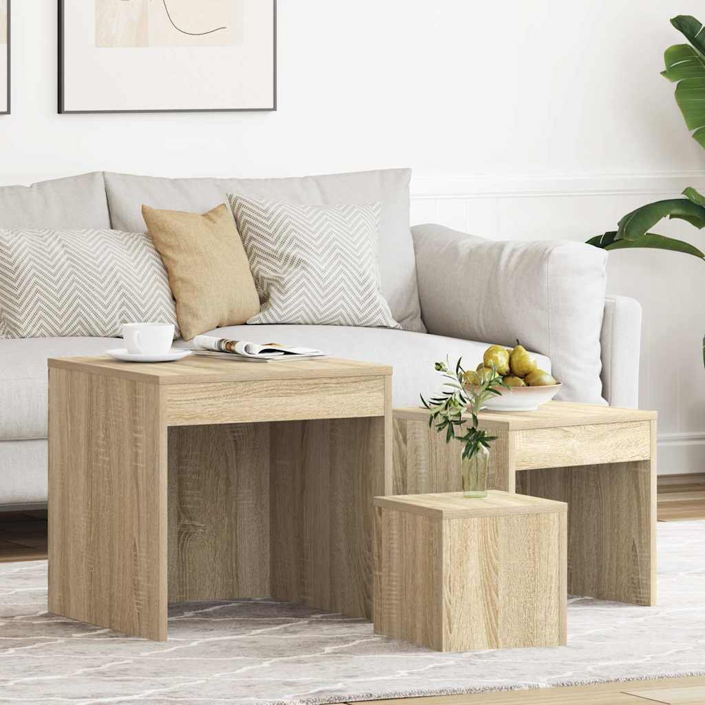 Nesting Tables 3 pcs Engineered Wood Sonoma oak