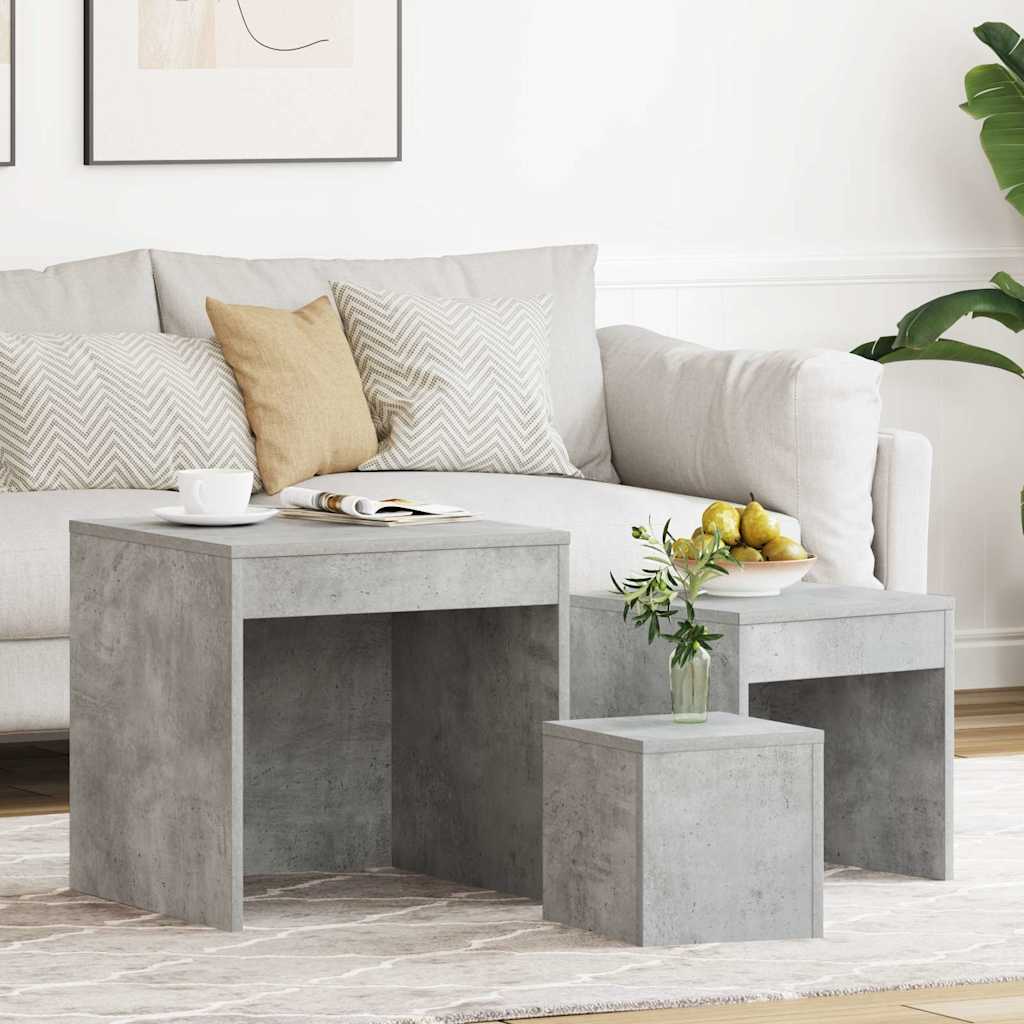 Nesting Tables 3 pcs Engineered Wood Concrete grey
