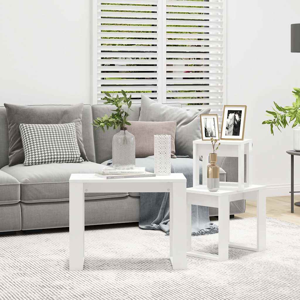 Nesting Tables 3 pcs Engineered Wood White