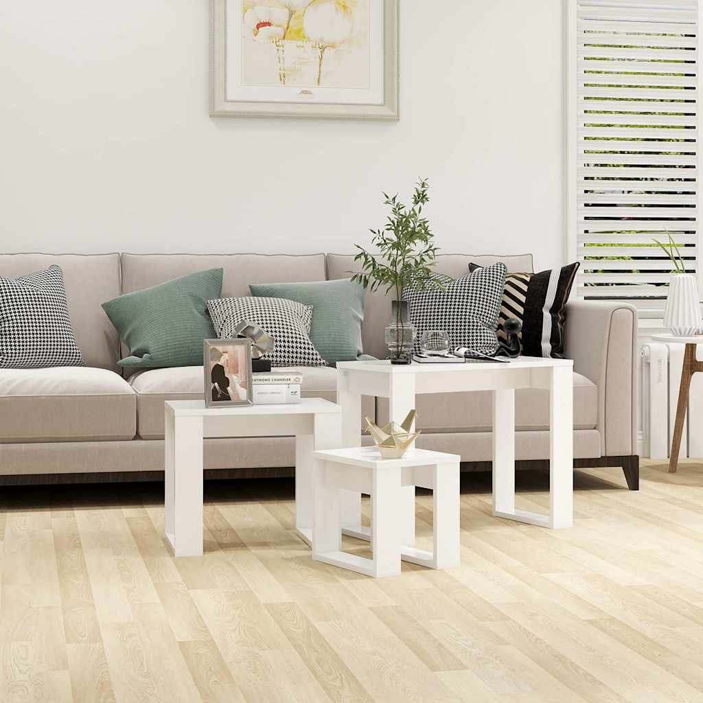 Nesting Tables 3 pcs Engineered Wood White