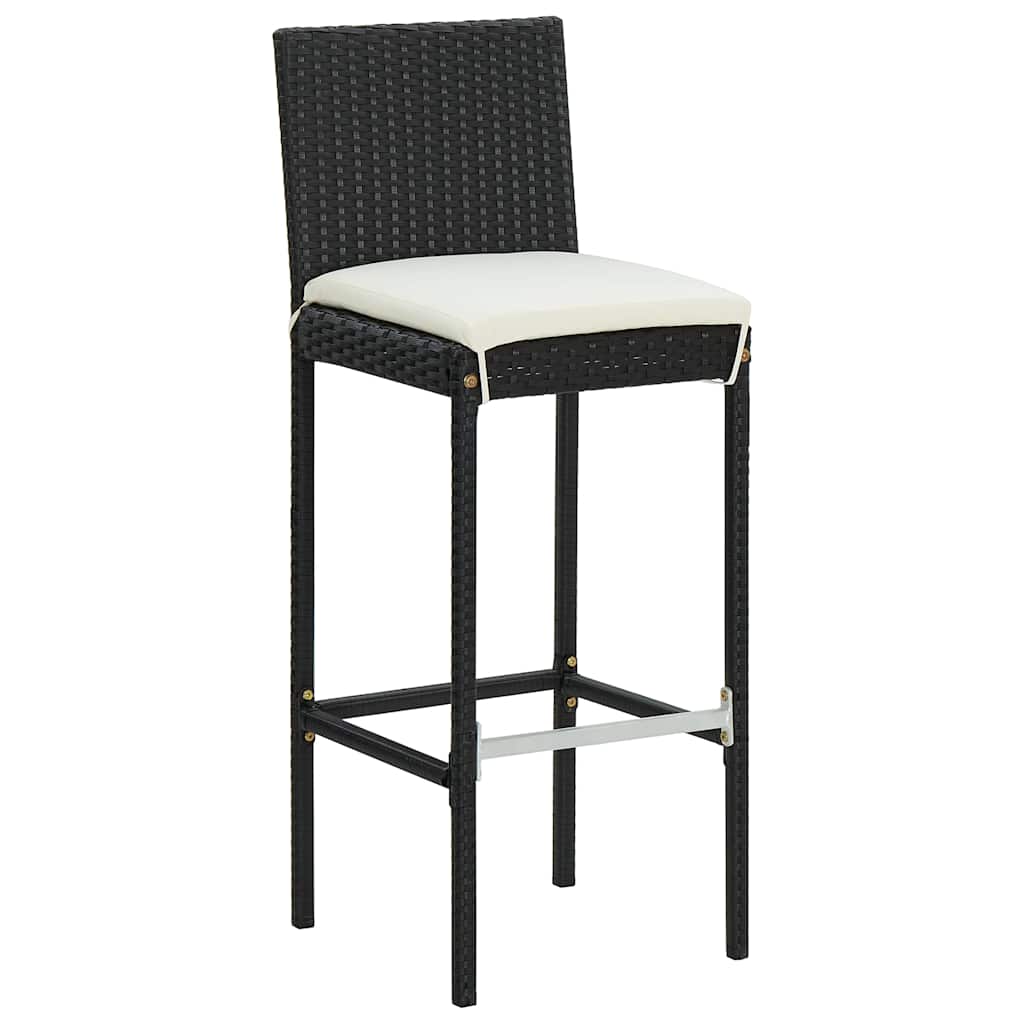 vidaXL Garden Bar Stools with Cushions 4 pcs Black Poly Rattan 2