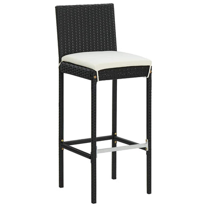 vidaXL Garden Bar Stools with Cushions 4 pcs Black Poly Rattan 2