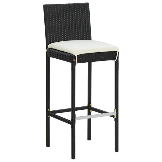 vidaXL Garden Bar Stools with Cushions 4 pcs Black Poly Rattan 2