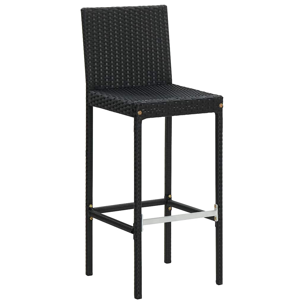 vidaXL Garden Bar Stools with Cushions 4 pcs Black Poly Rattan 3