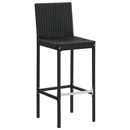 vidaXL Garden Bar Stools with Cushions 4 pcs Black Poly Rattan 3