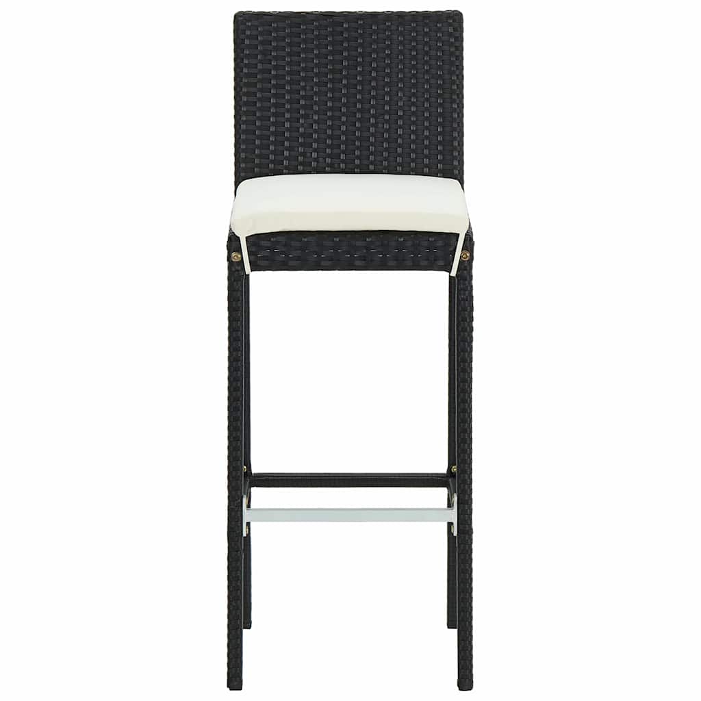 vidaXL Garden Bar Stools with Cushions 4 pcs Black Poly Rattan 4