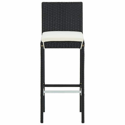 vidaXL Garden Bar Stools with Cushions 4 pcs Black Poly Rattan 4