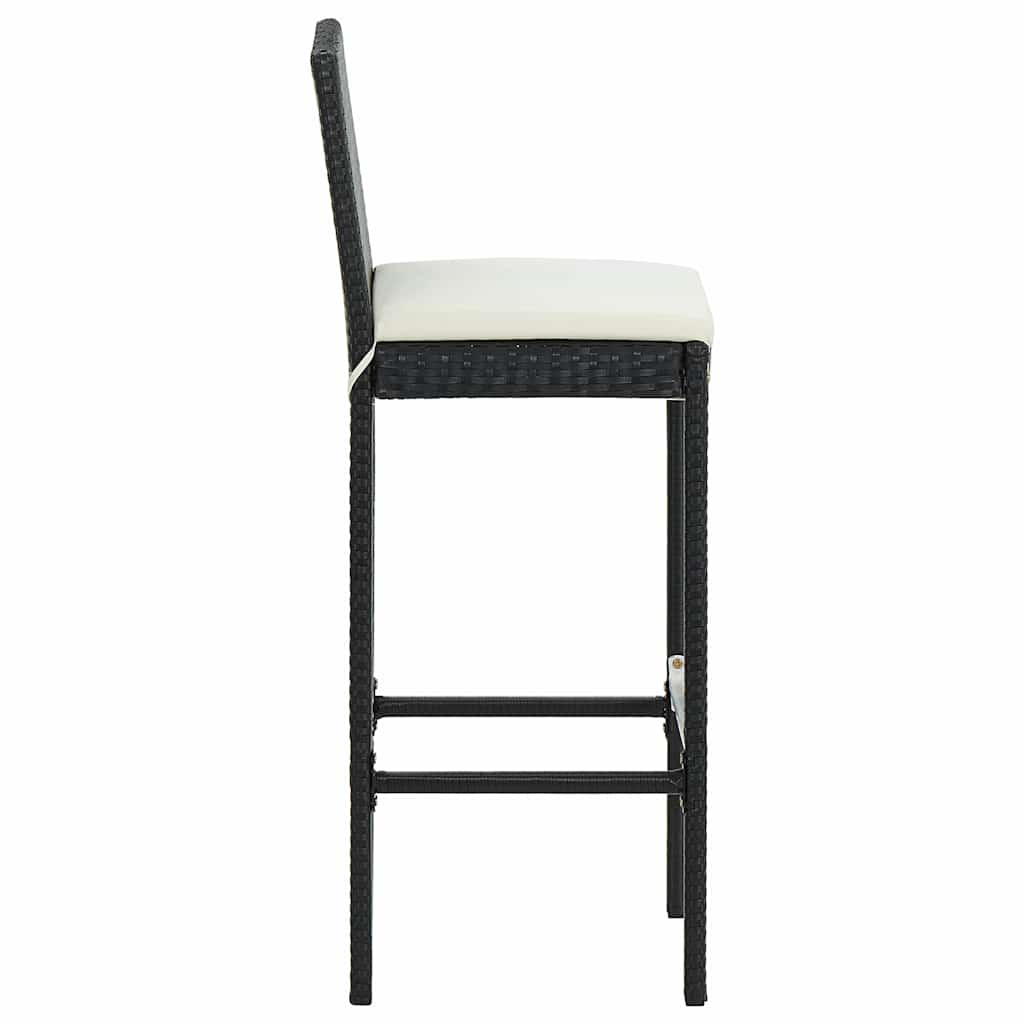 vidaXL Garden Bar Stools with Cushions 4 pcs Black Poly Rattan 5