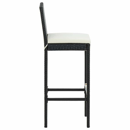 vidaXL Garden Bar Stools with Cushions 4 pcs Black Poly Rattan 5