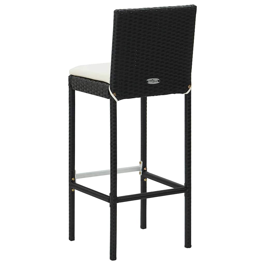 vidaXL Garden Bar Stools with Cushions 4 pcs Black Poly Rattan 6